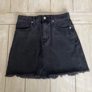 Madewell Black Denim Mini Skirt Size 25 XS Frayed Hem